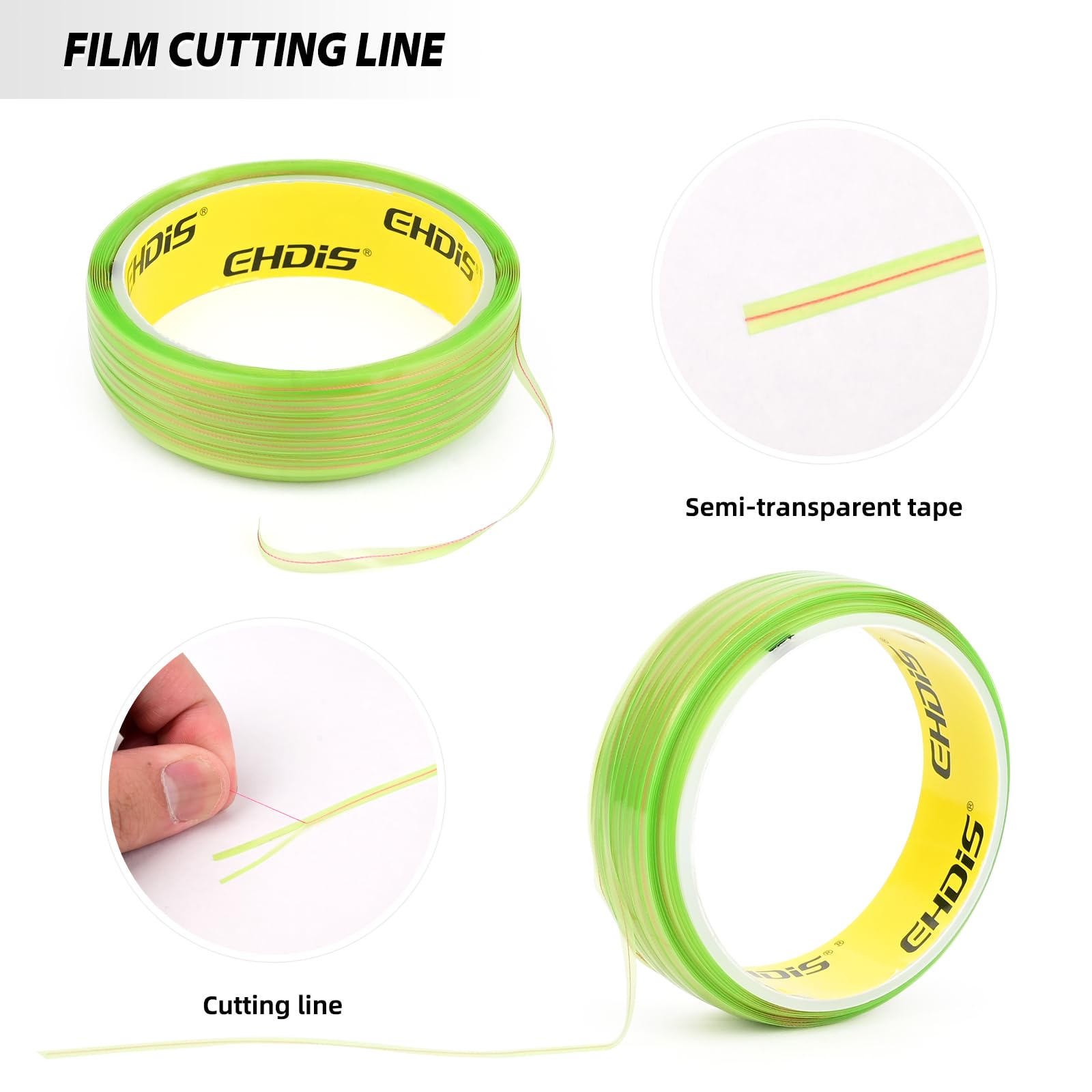 EHDIS 50M Knifeless Tape mit Handschuhe, Messerloses Klebeband für feine Konturen beim Folienscheiden, Schneideband für Car Wrapping Vinylfolie Schneidelinie Nadelstreifen
