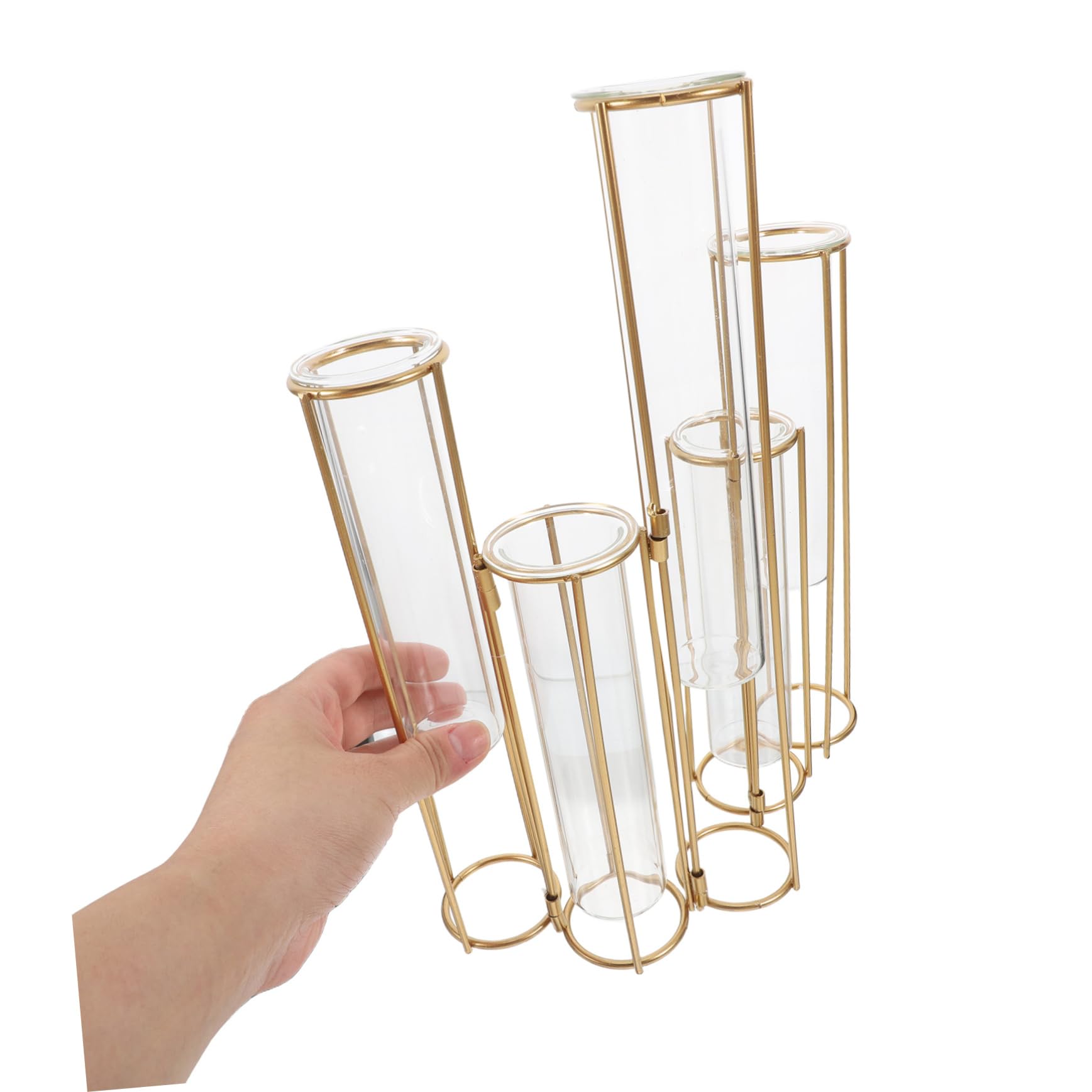 Ciieeo Vase Hydroponique Verre Support pour Plantes avec Cadre Métallique Tubes De Propagation pour pour Maison Et Bureau