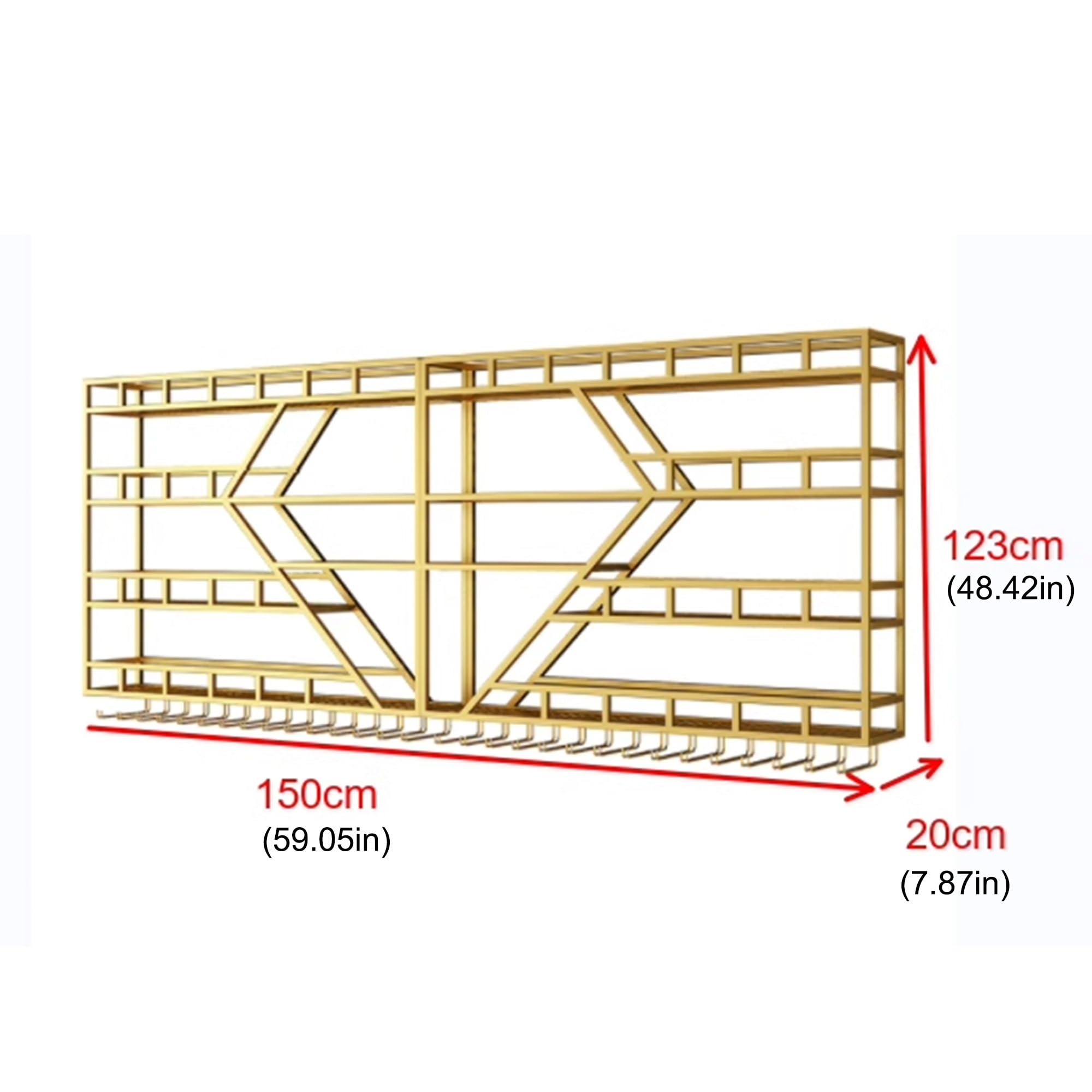 Porte Bouteille Mural Range Bouteille Etagere Murale Cuisine Casier à Bouteilles Meuble Bar avec Porte Verres Suspendu et Lumière pour Comptoir de Bar Salon Cuisine Salle à Manger(Gold-yellow light,15