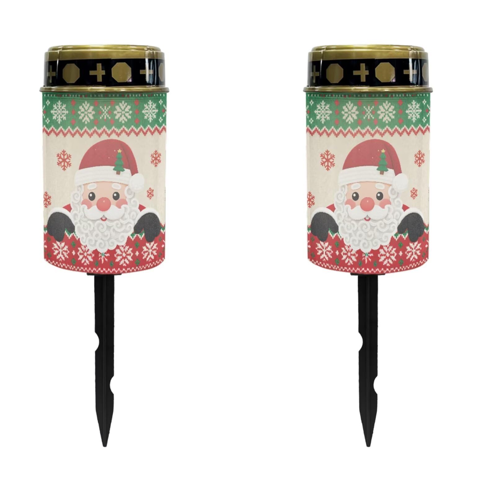 Santa Christmas Cemetery Solar Lights Flameless Candles, 2 Pcs