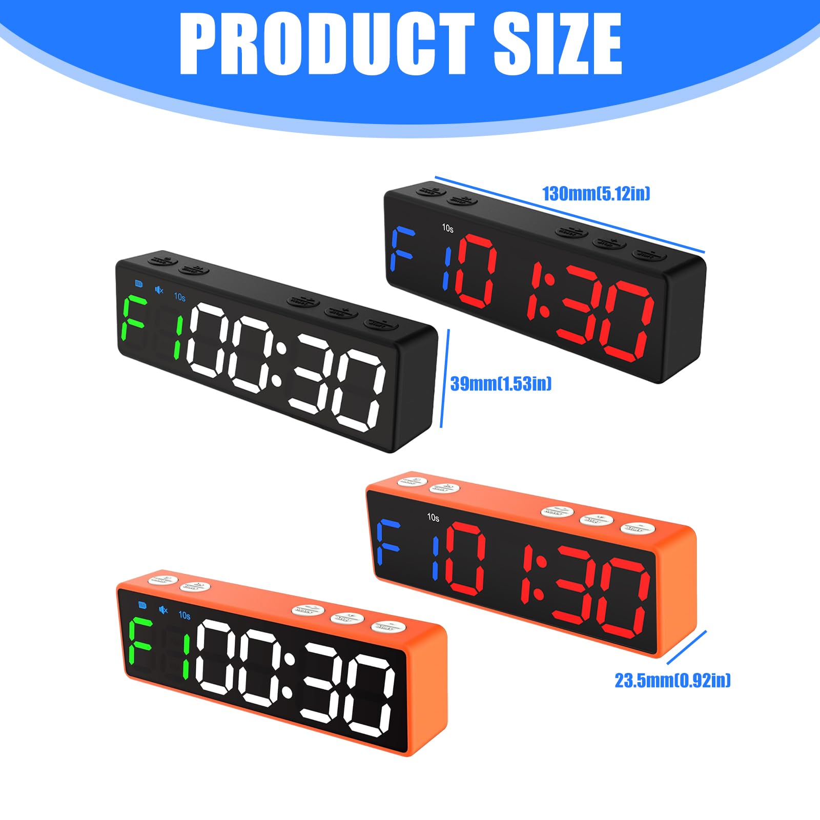 Reloj de gimnasio con pantalla LED grande, atractivo plan transportable, 8 modos de entrenamiento, incluyendo HIIT para el hogar, al aire libre, reloj de batería