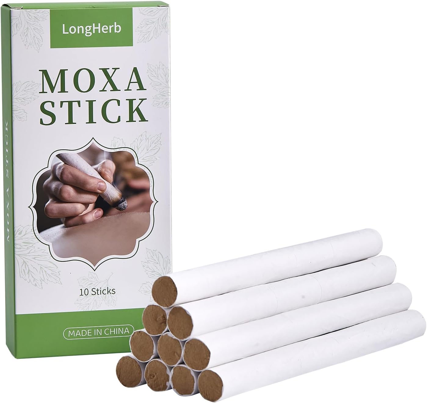 Pure Moxa Rolls, 10Handmade Moxa Sticks for Moxibustion, Natural Mugwort Cones for Acupoint Care, Waist, Neck, Knee, Back Relief, Moxa Stick Ai Jiu