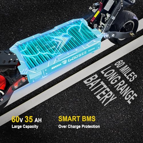 6000w Electric Scooter Dual Motor Up to 58 MPH, 60V35Ah
