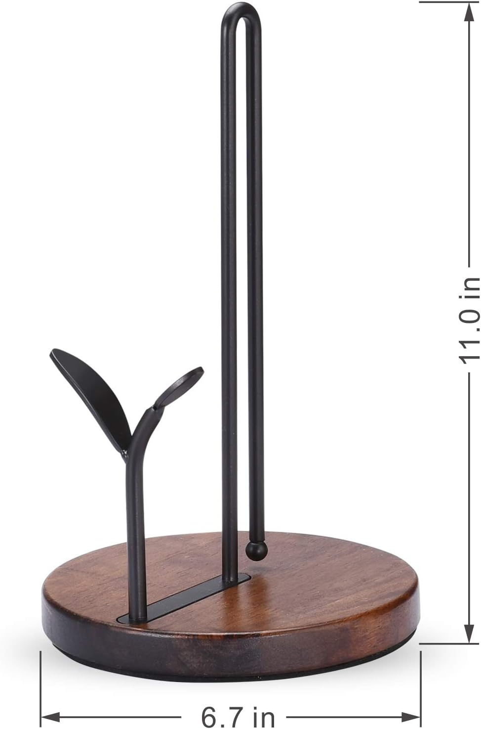 Standing Paper Towel Holder, Kitchen Paper Hanger Rack, Simply Tear Wooden Paper Towel Organizer Roll Dispenser for Cabinet Countertop Dining Room Table, Black