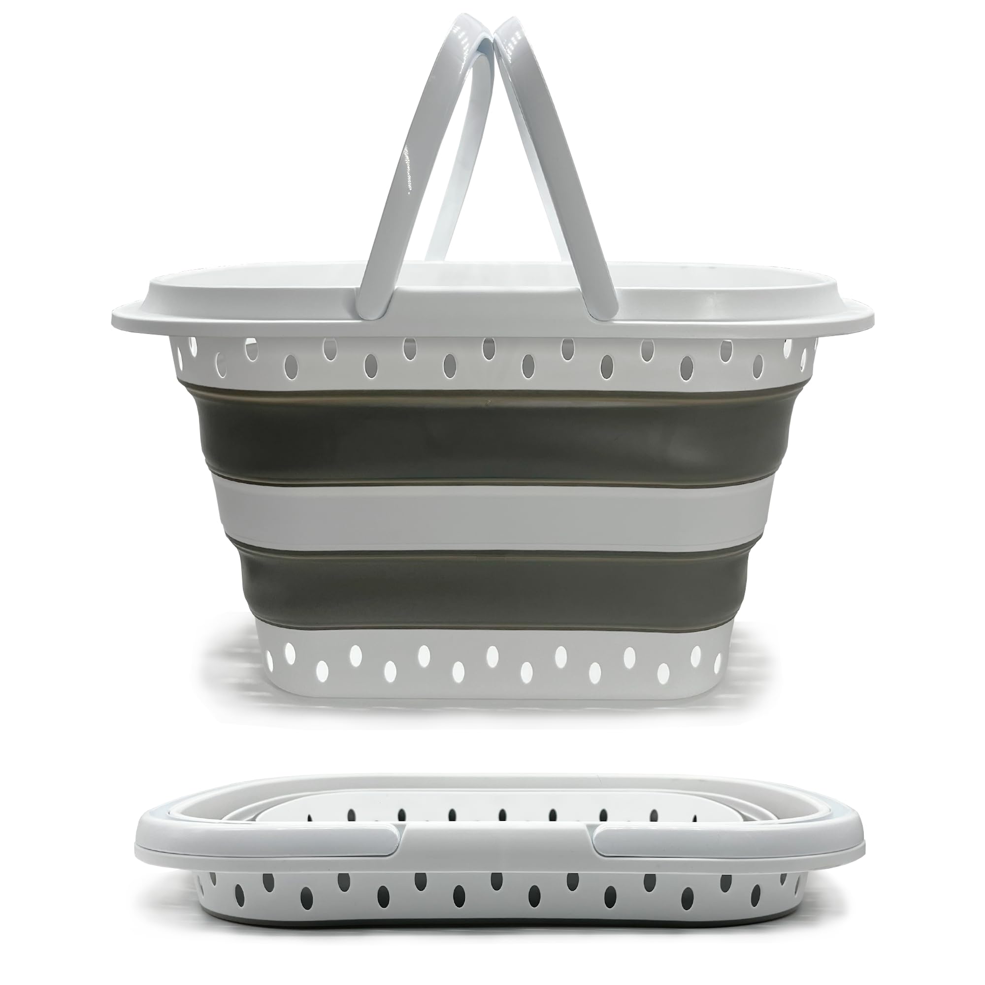 Cesto Plegable de Colada 32L CIA&CO, Cesta de Ropa Plegable de Silicona con Asas, Compacta y Portátil, Ahorra Espacio, para Lavandería, Camping, Cocina, Fregadero y Limpieza