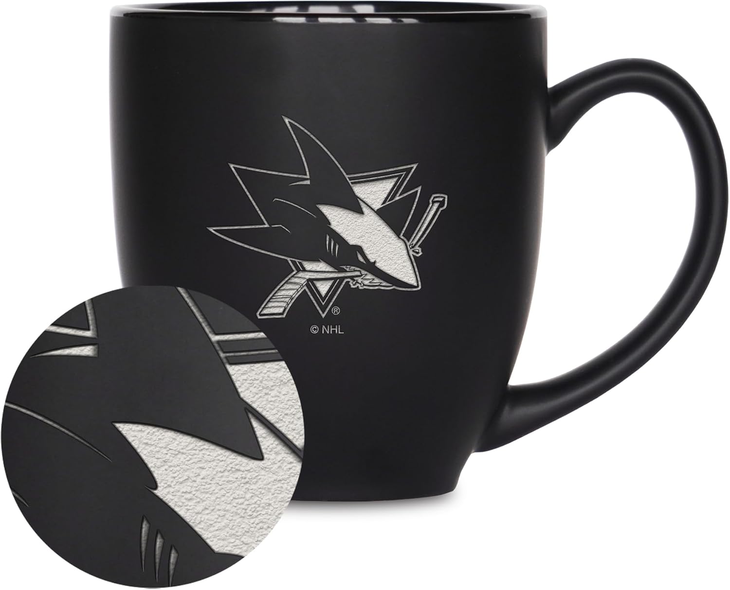 Rico Industries NHL Hockey 15oz Matte Black Ceramic Bistro Mug