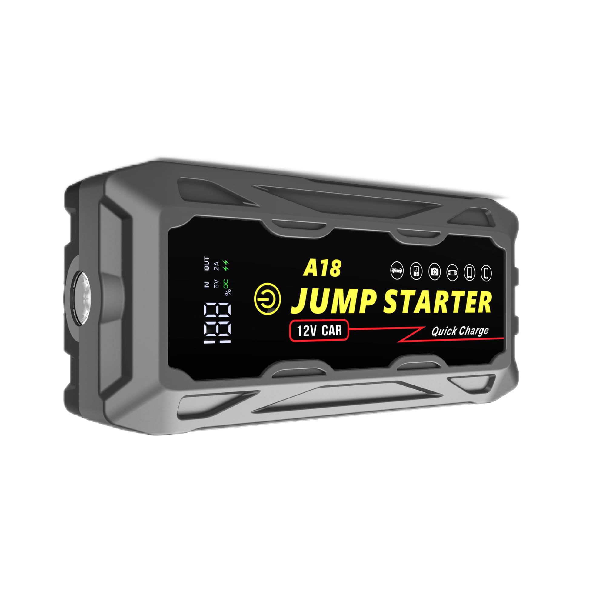 Arrancador de Coche de 3000 A, Caja de Arranque de Batería de Emergencia, Paquete de Refuerzo (Hasta Todos los Motores de Gas/Diesel)