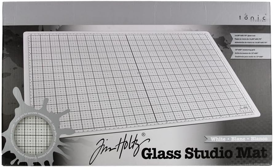 Tim Holtz 23" x 14" Glass Studio Media Mat, White