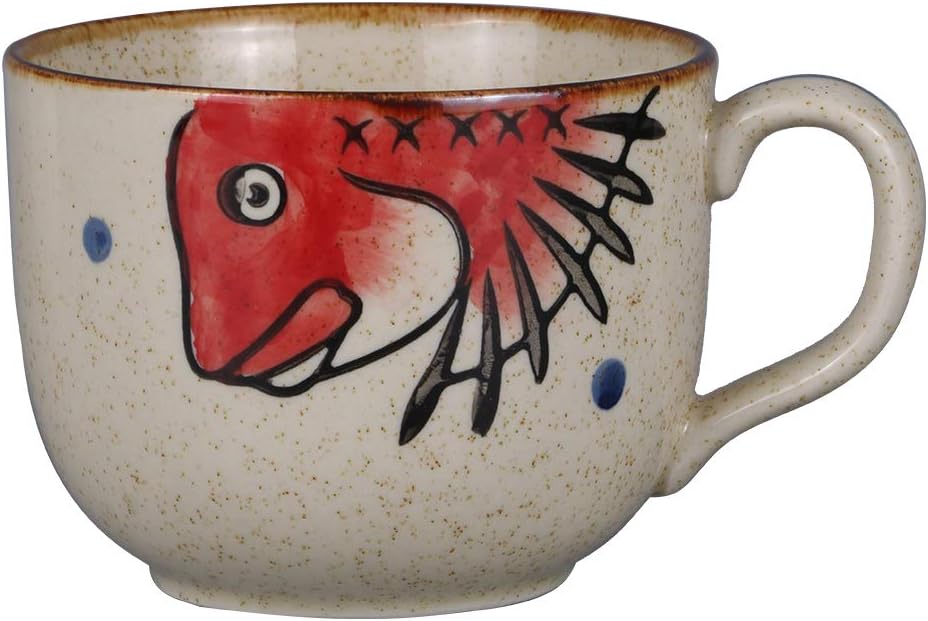 Large Fish Soup Bowl Mug Unique Elegant Japanese Ceramic Coffee Mugs Tea Cup for Women 14 oz