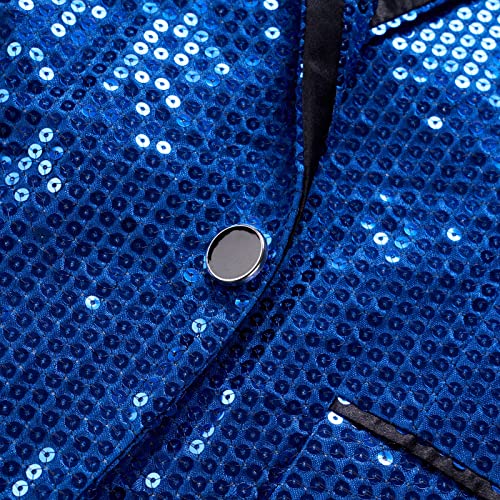 Men's Shiny Sequins Blazer One Button Tuxedo Suit Jacket Party Wedding Prom3