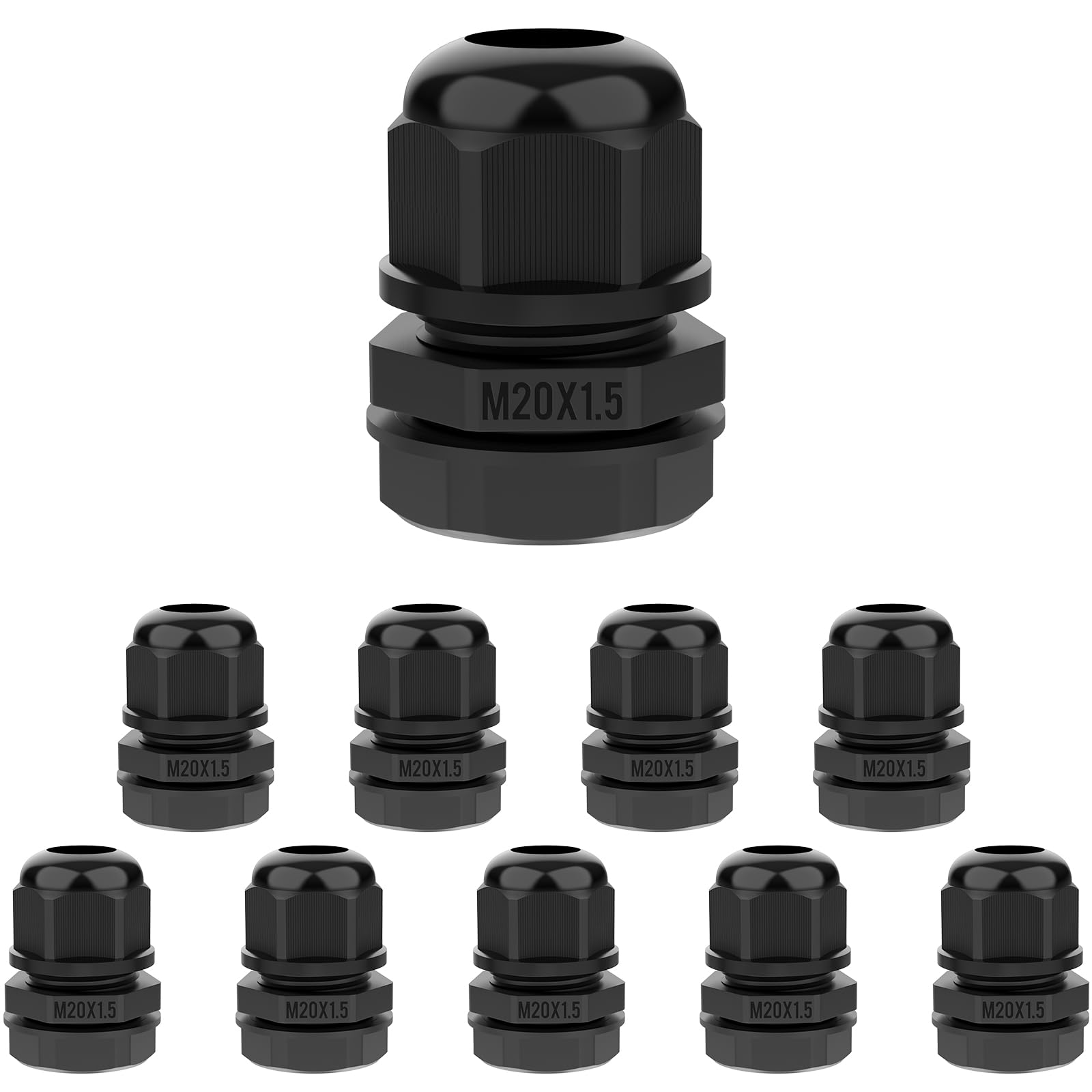 SDTC Tech 10 Pack M20x 1.5 Strain Relief Nylon Cord Grip, IP68
