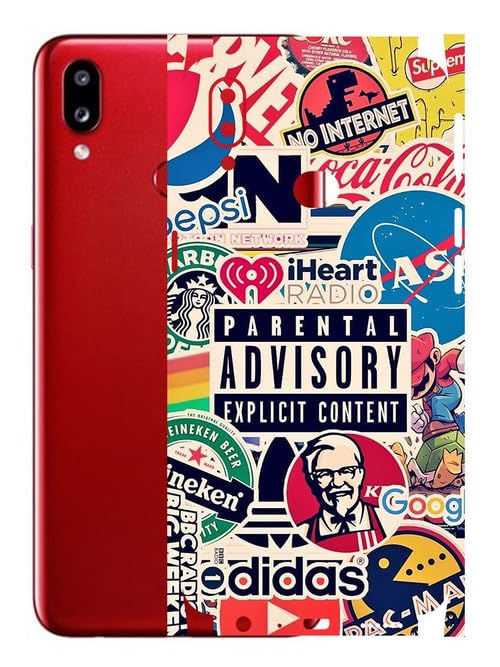 Image of AtOdds - Samsung Galaxy A10s Mobile Back Skin Sticker - Lamination - Rear Screen Guard Protector Film Wrap (Coverage - Back+Camera+Sides) (Design - Explicit Graffiti)