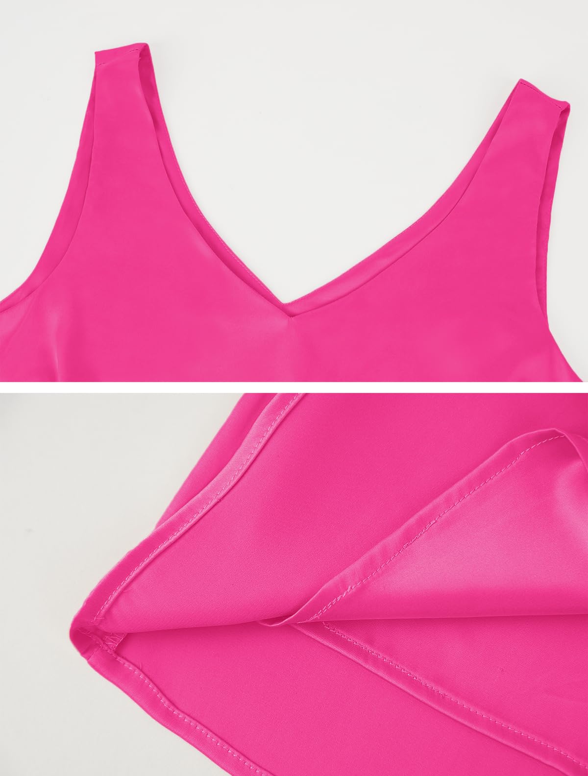 SimpleFun Débardeurs en satin pour femme - Décontracté - Col en V - Sans manches - Chemisier d'été en soie