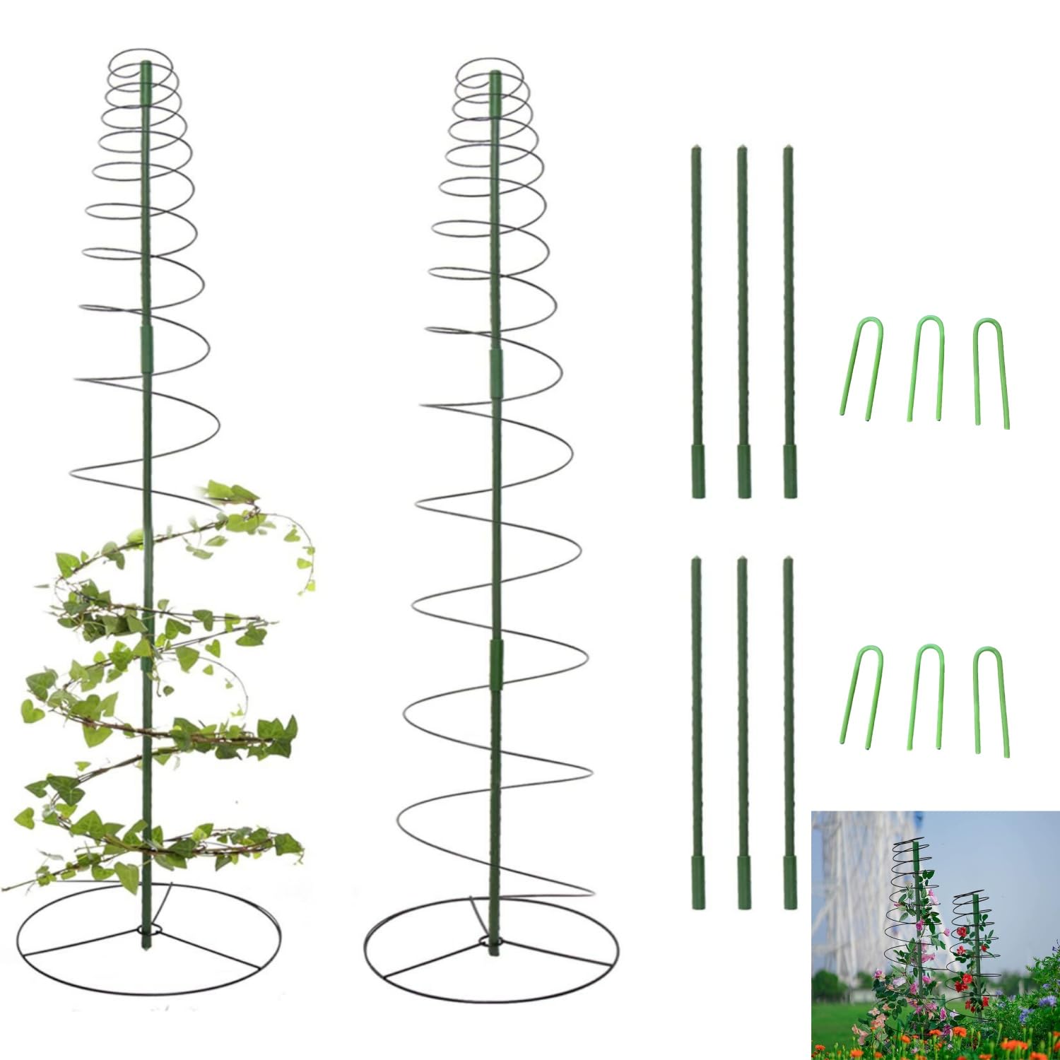 2PCS Plant Stakes, Garden Trellis for Climbing Plants Adjustable Moss Pole for Garden Stake Plant Support Stick Kit for Climbing Plants for 45cm-135cm (2)