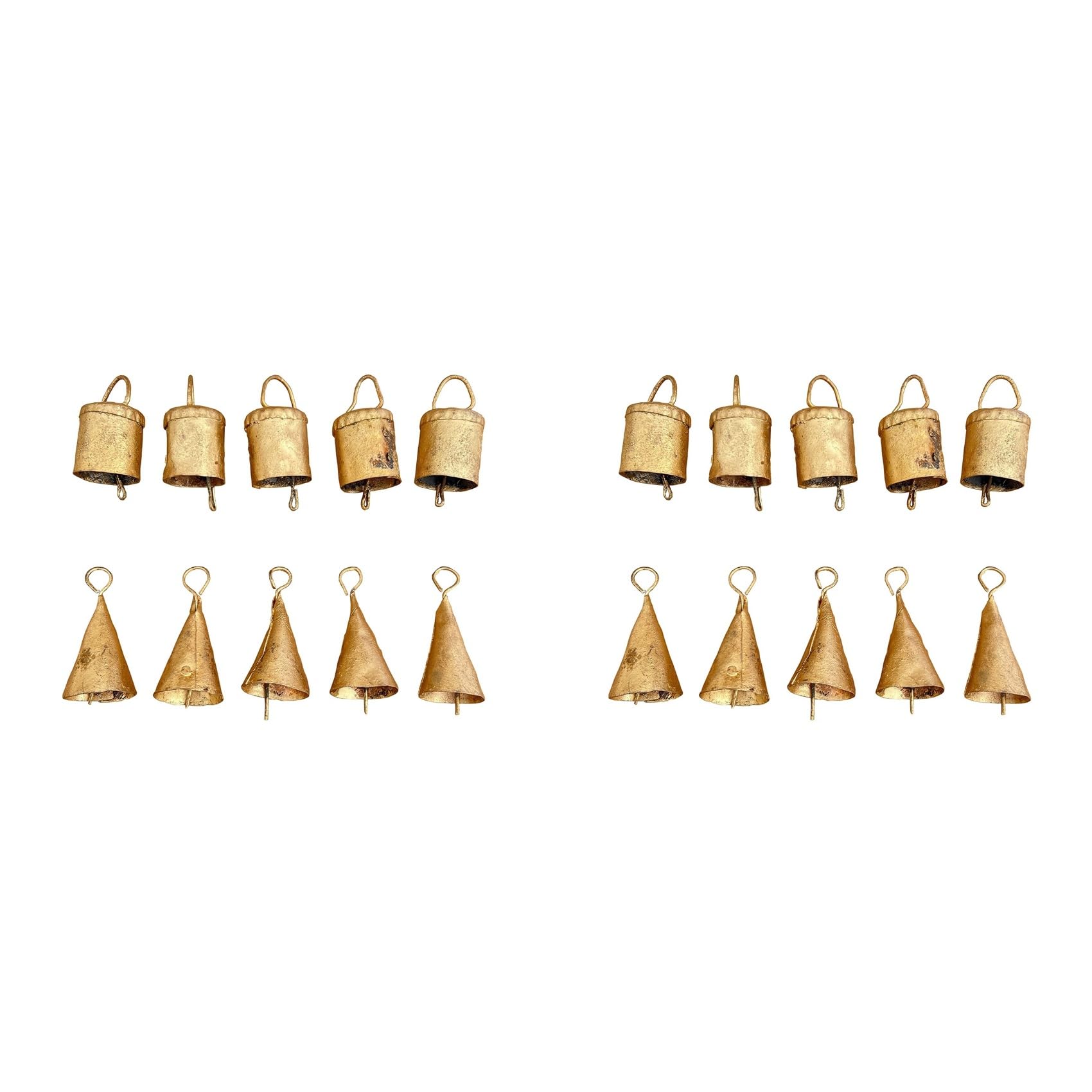 Jnchdghwa 20 Pcs Vintage Hanging Bells Christmas Decorations Bells for Home Decor, Cow Bells Decoration with Rope Style A