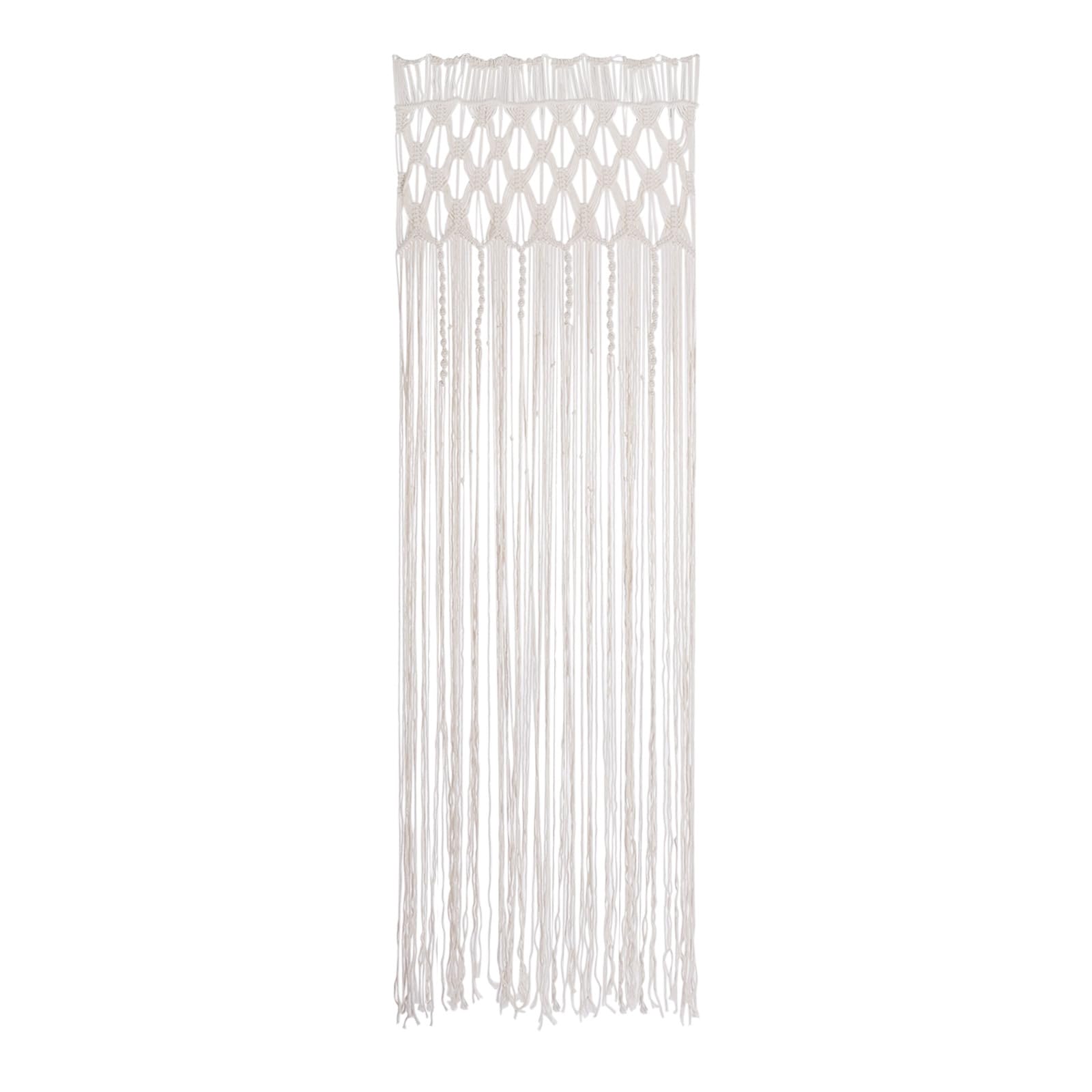 Cortina de macramé (203 x 74 cm, cortina de puerta bohemia, cortina de ventana para cortina decorativa y separador de habitaciones, color beige