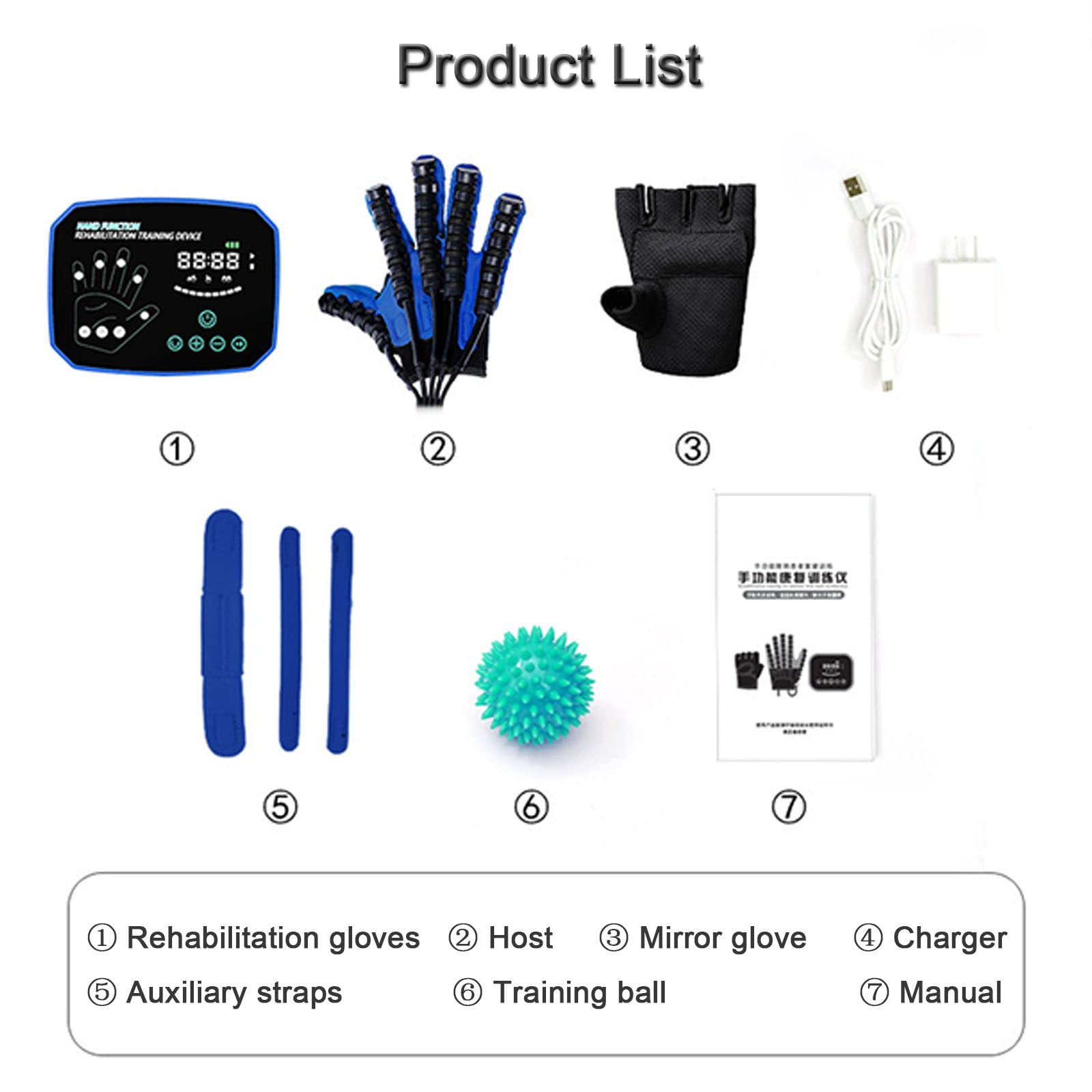 Guante Robot de Rehabilitación, Guantes de Entrenamiento, Ortesis de Mano, Entrenamiento de Rehabilitación de Dedos y Muñecas para Pacientes con Guantes de Espejo,Right-M
