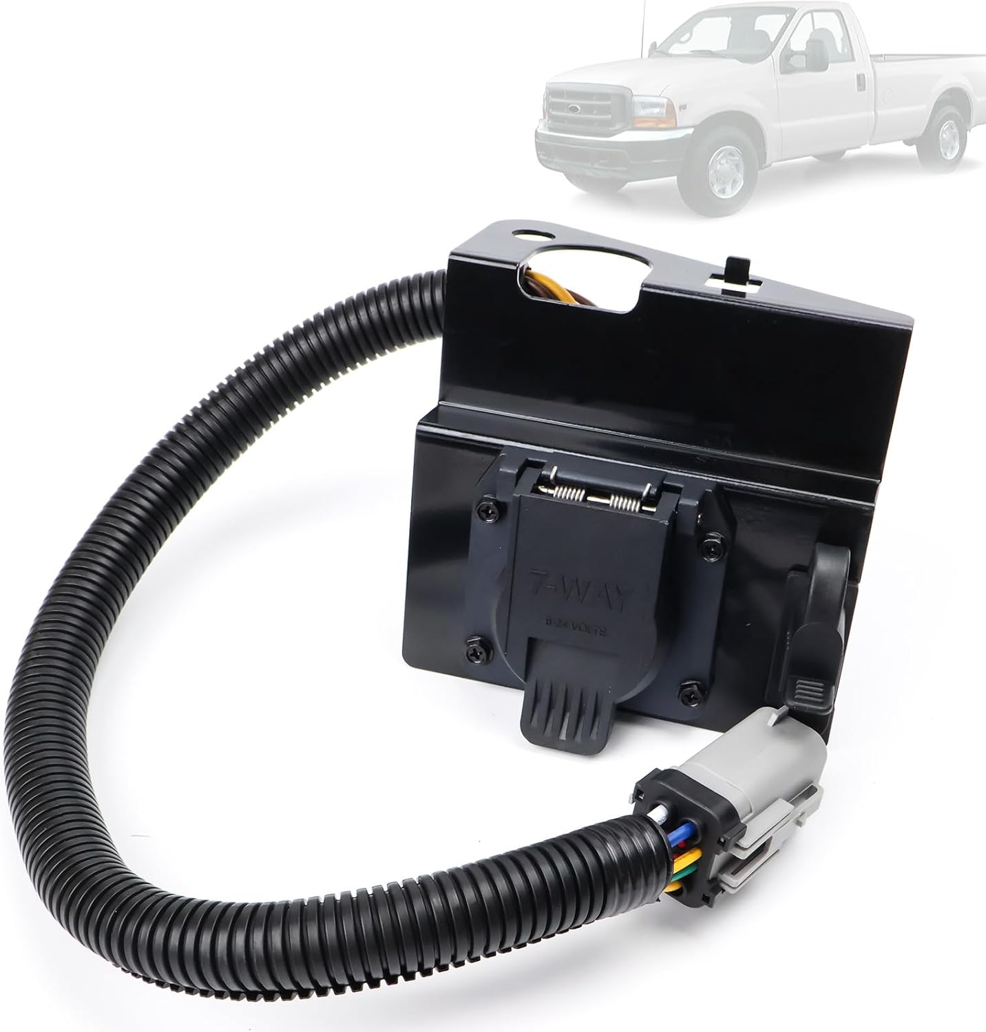 YC3Z-13A576-CA 4 & 7 Pin Trailer Tow Wiring Harness Plug Compatible with 1999 2000 2001 Ford F250 F350 F450 F550 Super Duty Pickup Truck 4 Flat 7 Way Trailer Plug Replace YC3Z13A576CA