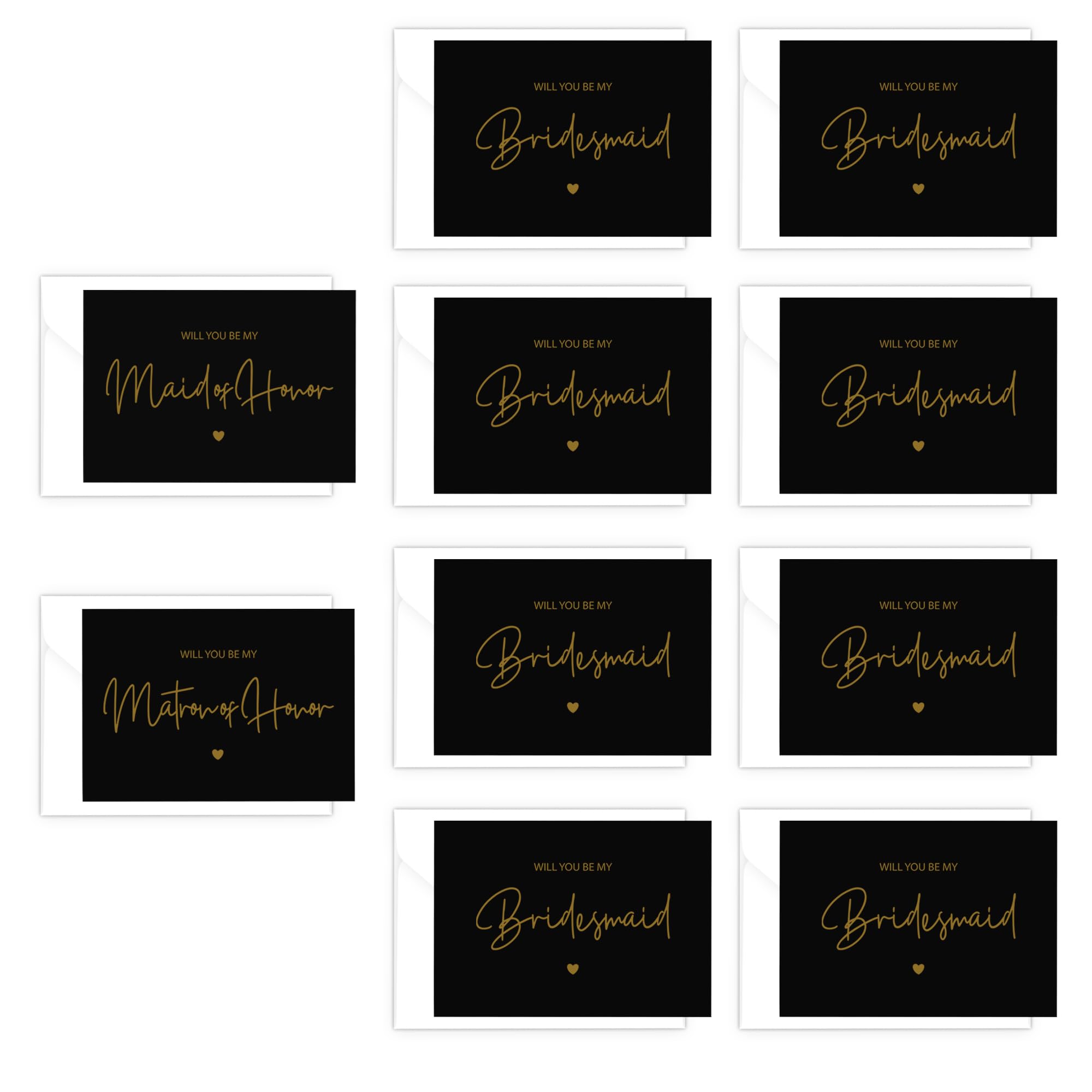 PartyGifts&beyond Will You Be My Bridesmaid Card Set of 10 Bridesmaid Proposal Card,8 Bridesmaid Cards 1 Maid of Honor Card 1 Matron of Honor Card,