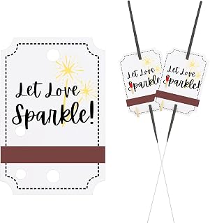 100PCS Kraft Wedding Send-Off Tags with Built-in Match Striker, Rustic ‘Let Love Sparkle’ Decor White Paper Sleeves for Ceremony Grand Exit, Anniversary, Parties, Graduation Favors, Engagement Event