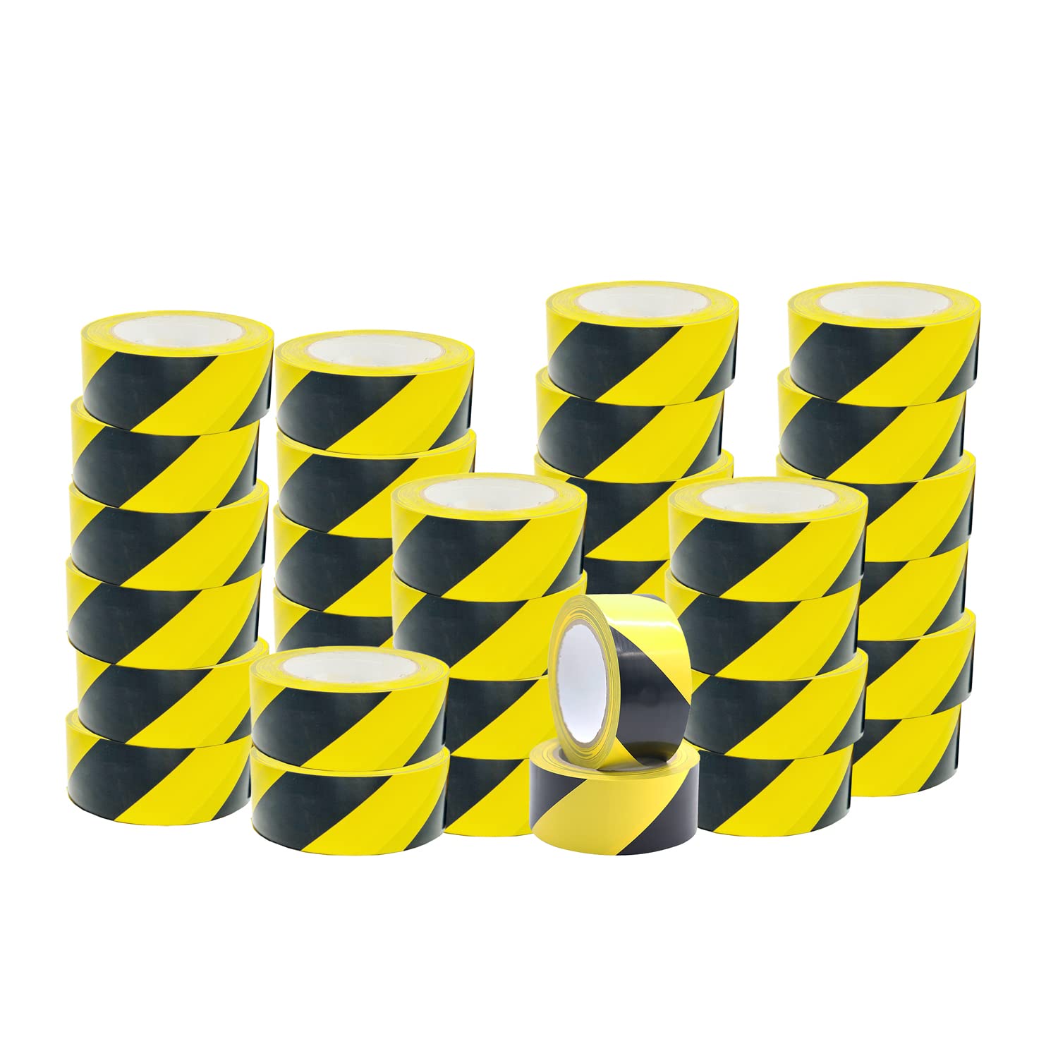 Venuscello® 36 x Floor Marking 50mm x 33m LDPE Black & Yellow Heavy Duty High Visibility Floor Hazard Lane Tape