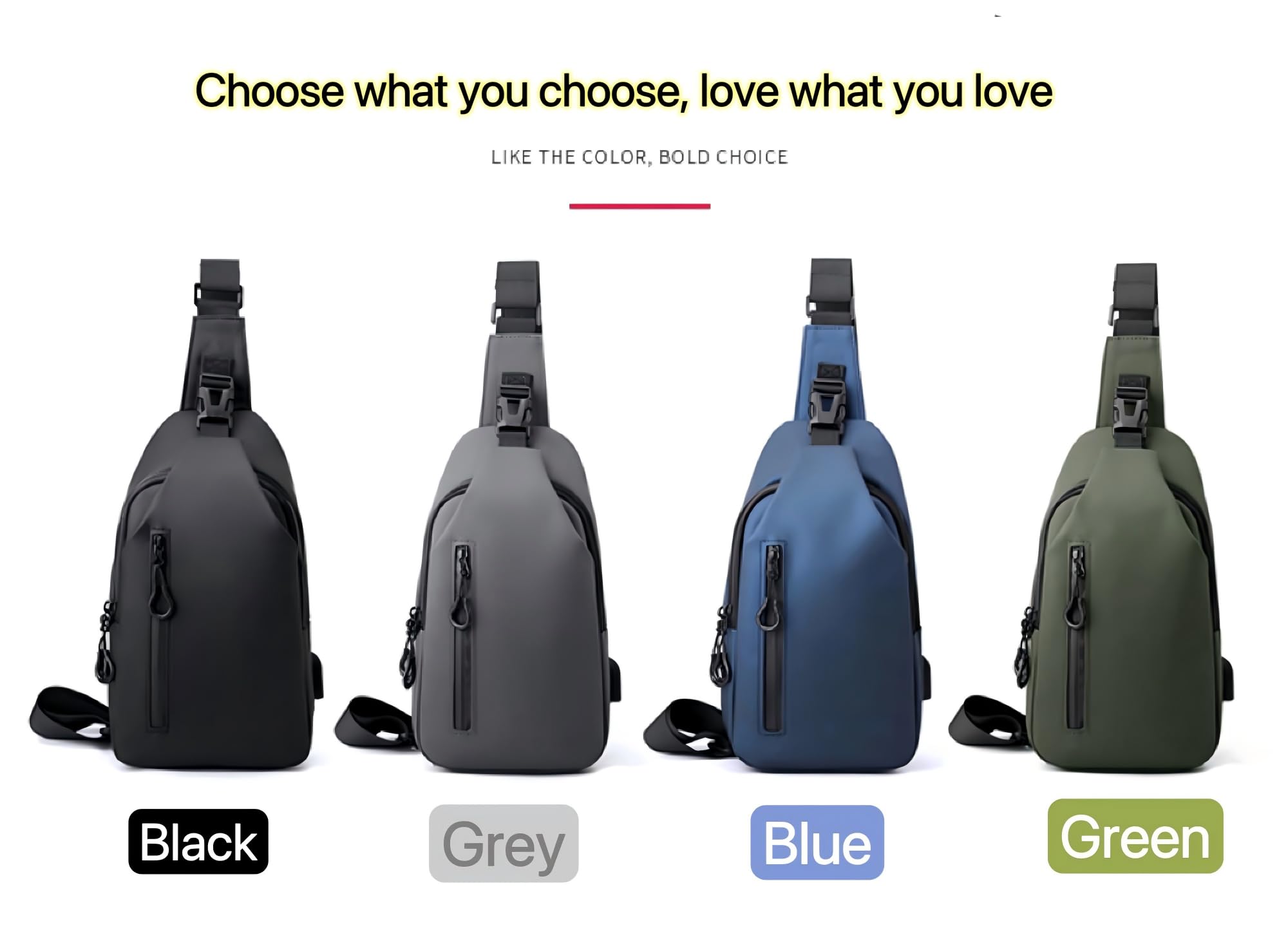 Umhängetasche Herren Klein, Leichte & Wasserdichte Sling Bag für Männer, Brustbeutel/Crossbody Bag für Travel, Festival, Alltag, Wandern & Radfahren (Schwarz)