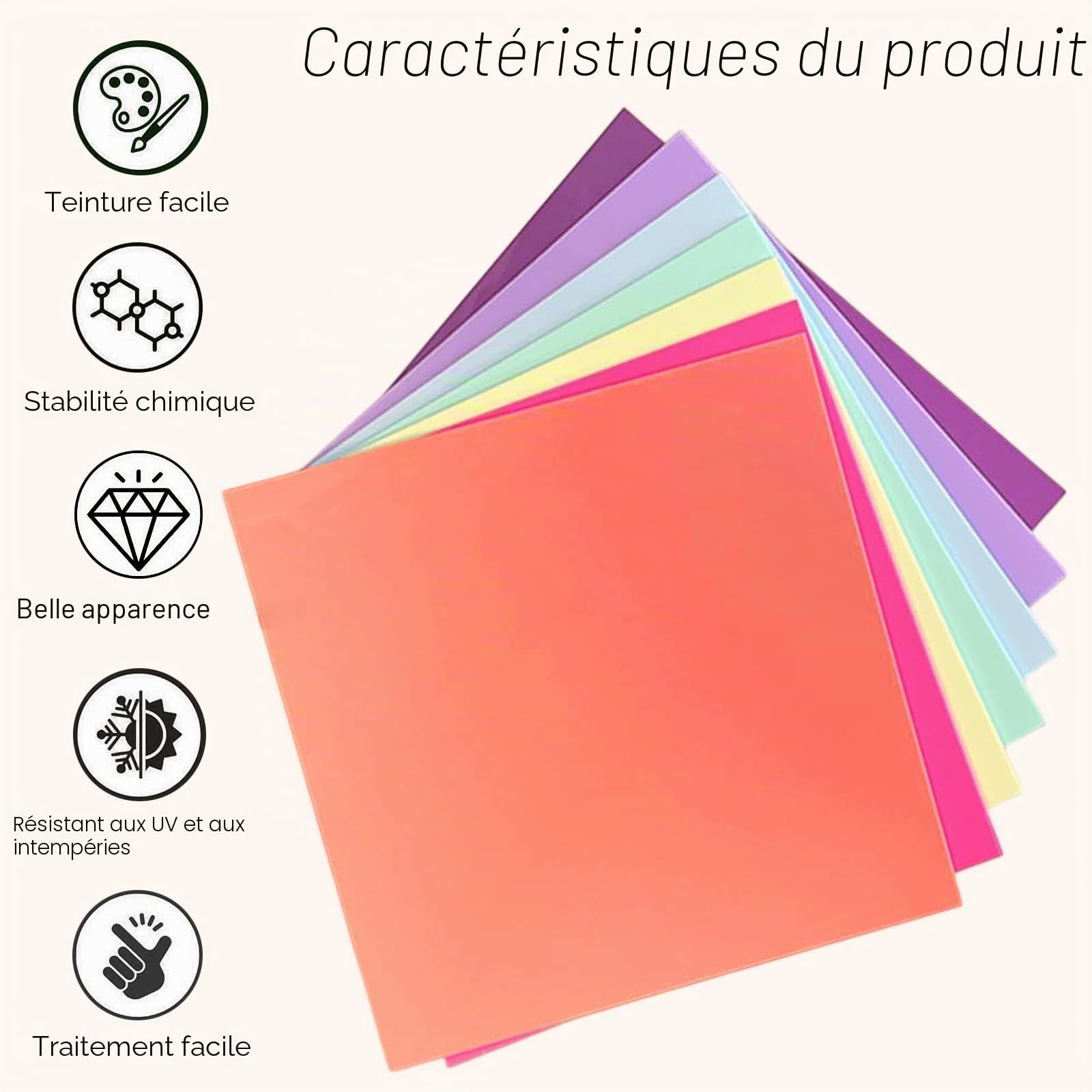 Lot de 10 plaques en plastique acrylique de 3 mm - Plaques de découpe laser colorées - Avec film de protection - Pour travaux manuels, bricolage, artisanat, cadre photo - 20 x 20 cm
