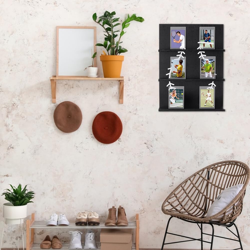UNICRAFTALE Baseball Trading Cards Shelf 30cm Baseball Cards Displays Stands Black Rectangle Tradings Frame Wall Mount Sports Card Display for Sports Trading Card Collection Gift - Image 2