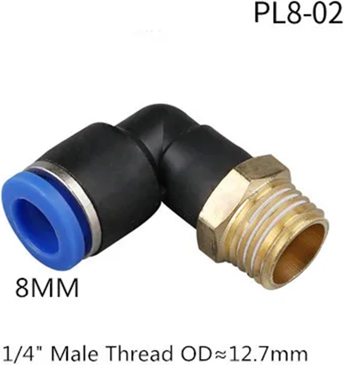 50PCS PL Pneumatic Connector Pipe Fitting 4-12mm Hose OD 1/8 "1/4" 3/8 "1/2" Thread Tube Elbow Connector Tube Air Push in Mount(PL8-02)