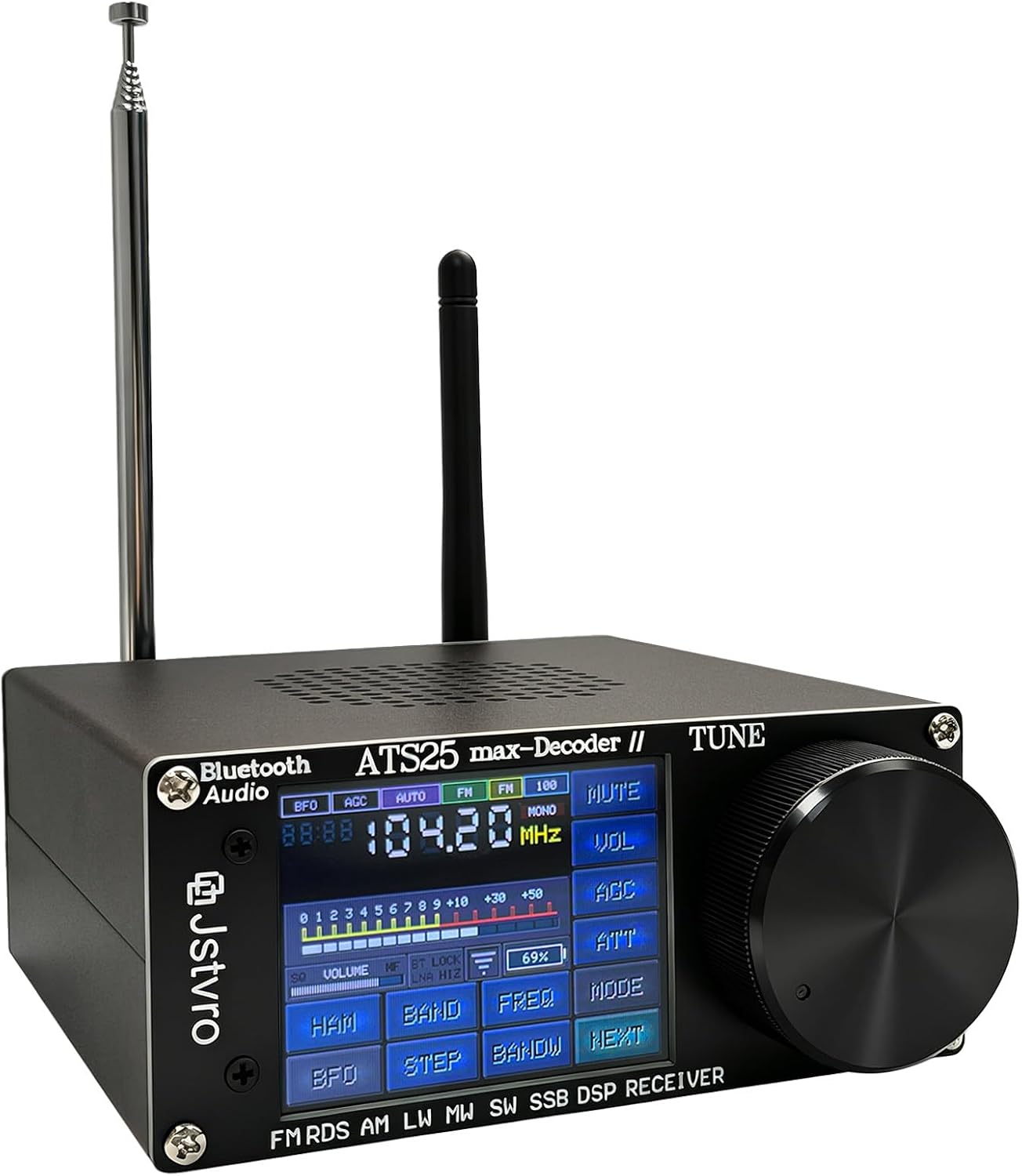 SI4732 ATS-25MAX Decoder II Radio Receiver V4.17 All Band SDR Shortwave Radio with WiFi BT CW/RT/FT8 Decoding 2.4" Touchscreen 4000mAh Battery HI-Z LNA DSP
