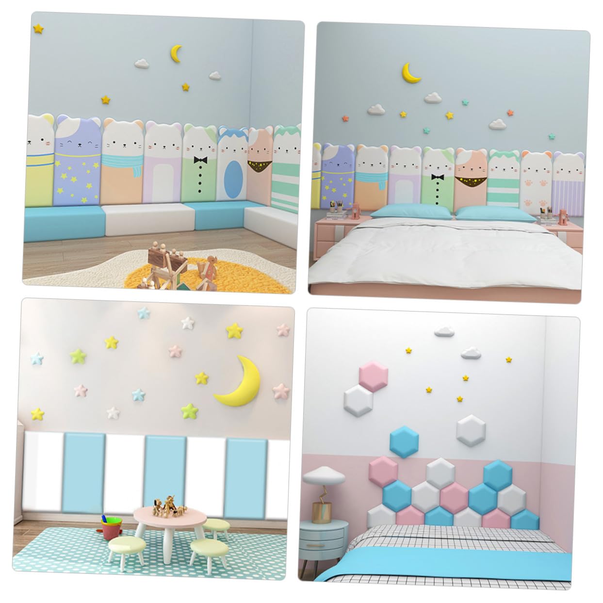 Adesivi Murali in Pvc per Cameretta Bambini e Anziani, Protezione Antiurto Forme di Luna, Stella e Nuvola, Resistente All’usura, Set per Camerette