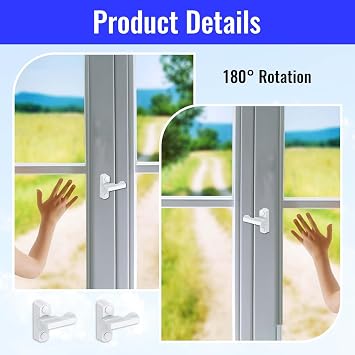 2 Pcs Sash Jammers, Window Locks, Security Lock for uPVC Door, Window Locks for uPVC Windows, for uPVC Windows & Wooden Windows (White)