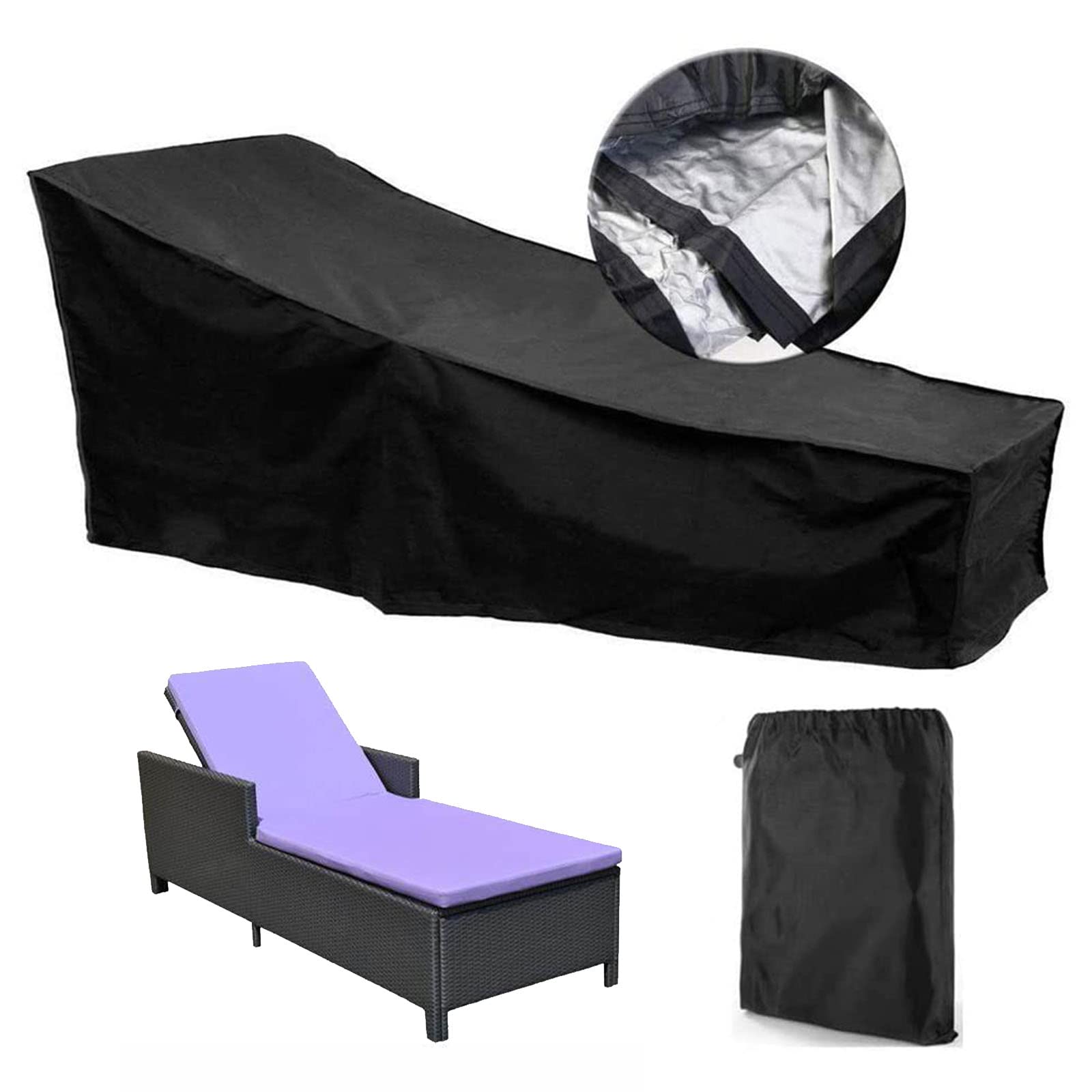 Copri Chaise Longue Da Giardino 2 Pezzi | Impermeabile, Anti-UV Con Ventilazione - 200x75x40/70 Cm - Foto 7