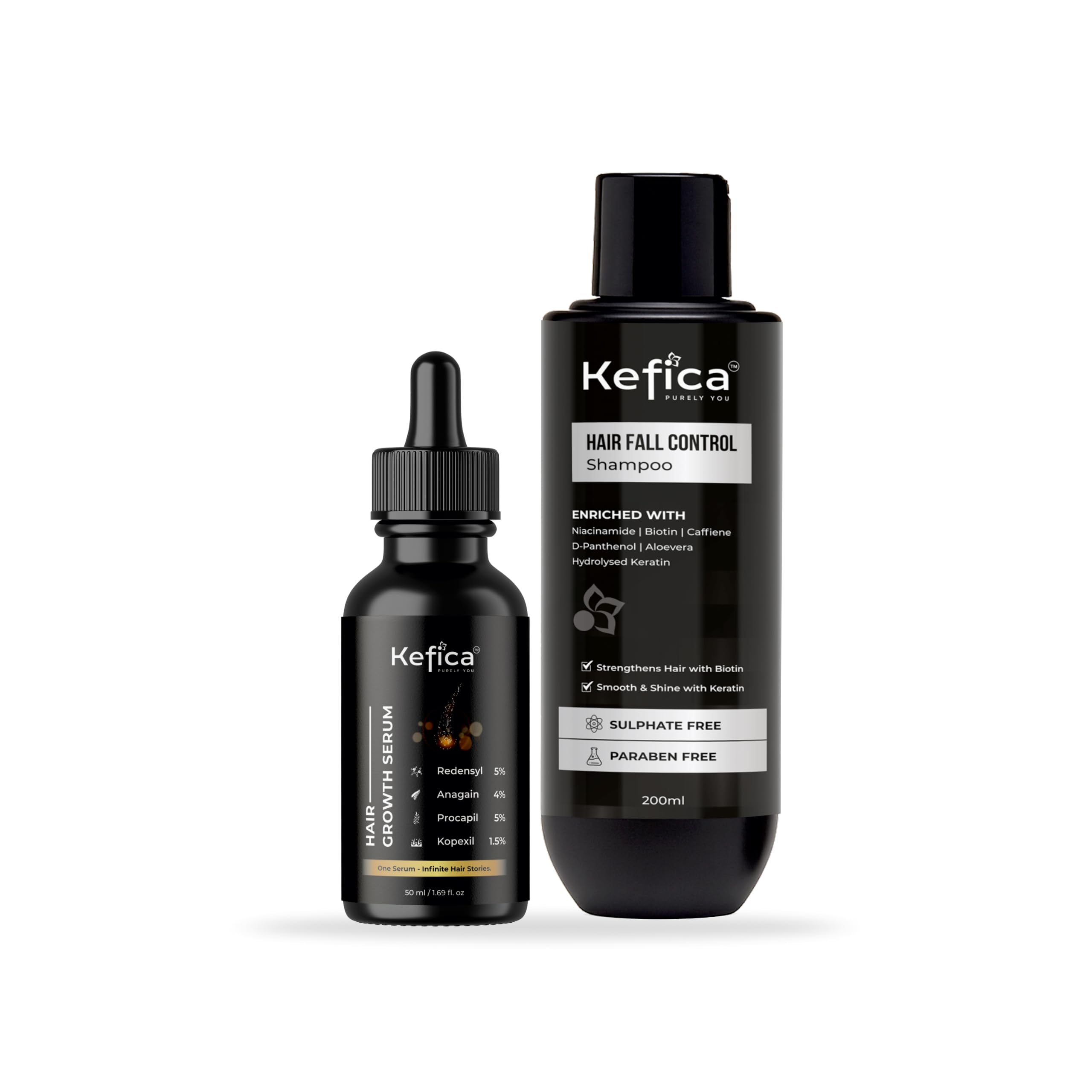 Hair Growth Serum 50ml with Redensyl 5%, Procapil 5%, Anagain 4% & Kopexil 1.5% + Hair Fall Control Shampoo 200ml with Biotin, Caffeine, Niacinamide, Keratin & Aloe Vera | Sulphate & Paraben Free Hair Care Combo-image-23