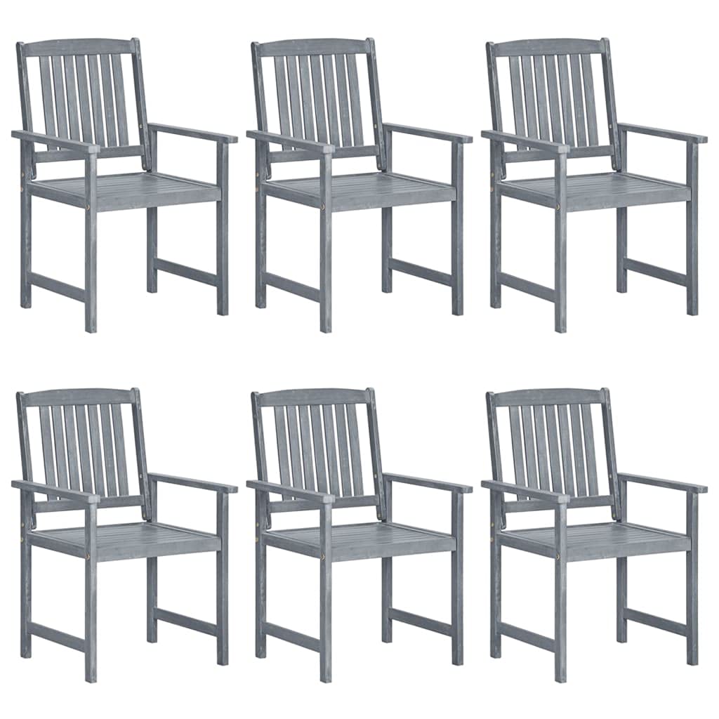 SKM Sillas de jardín con Cojines 6 uds Madera Maciza de Acacia Gris,Mobiliario,Muebles de jardín,Asientos de Exterior,Sillas de jardín,Gris,43.73 kg,3078221