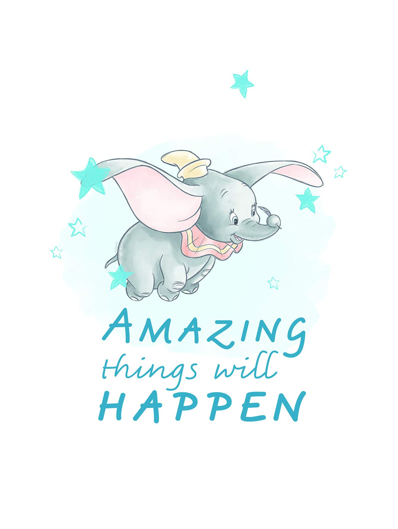 KomarDisney Wall Picture | Dumbo Amazing | Children's Room, Baby Room, Decoration, Art Print | Size 30 x 40 cm (Width x Height) | No Frame | WB024-30 x 40 cm