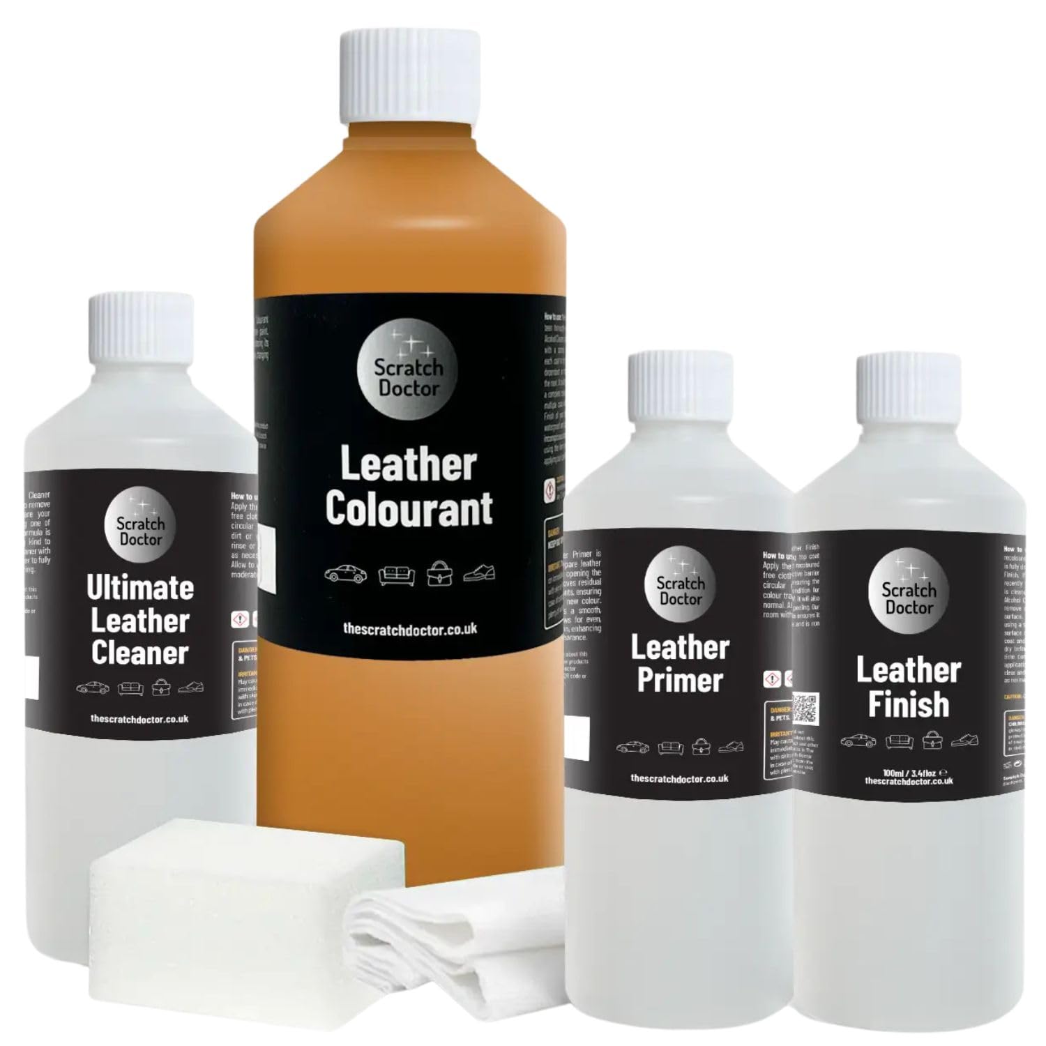 The Scratch Doctor Leather Recolouring Kit for Furniture & Car Seats | Clean, Dye & Protect | Includes Cleaner, Primer, Dye & Sealant (Dark Grey, 1000ml) — view 18