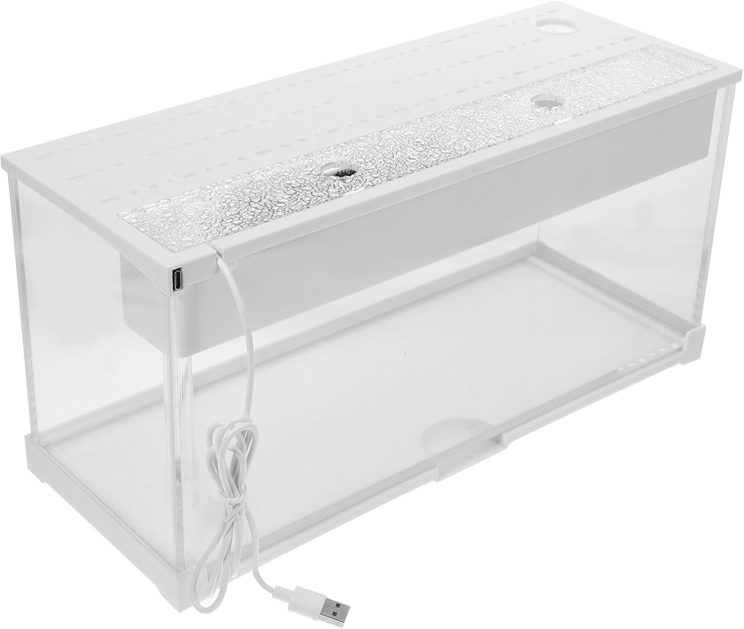 BESPORTBLE Small Acrylic Desktop Aquarium with Led Light for Betta Fish and Compact Self-Cleaning Tank Efficient Filtration System for Office and Home