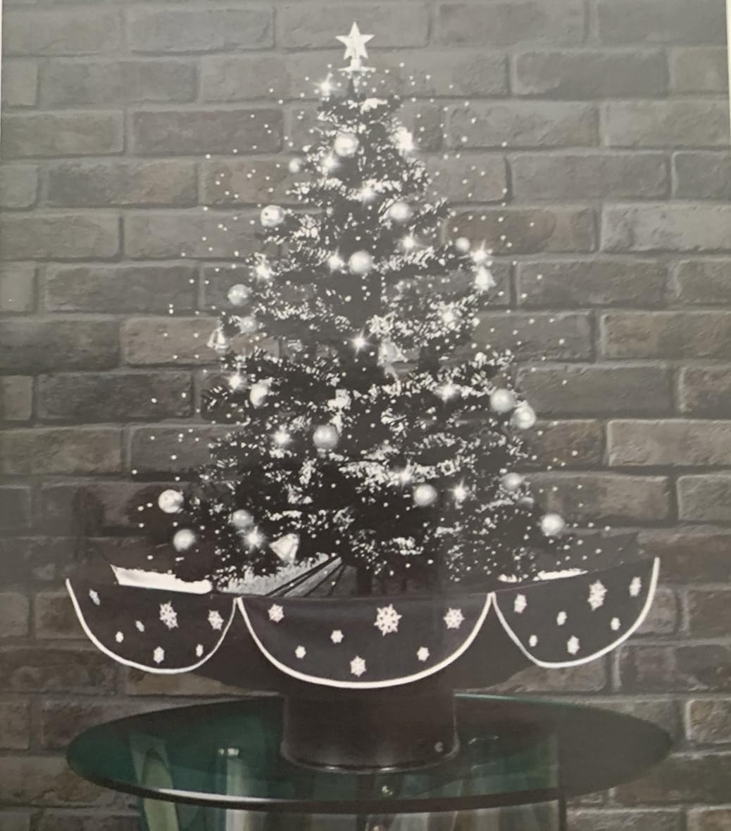 Snowmotion Black Snowing Mini Christmas Tree - Silver - 75Cm/2Ft6in Tall - Complete With Lights; Baubles;Snow; (Black)