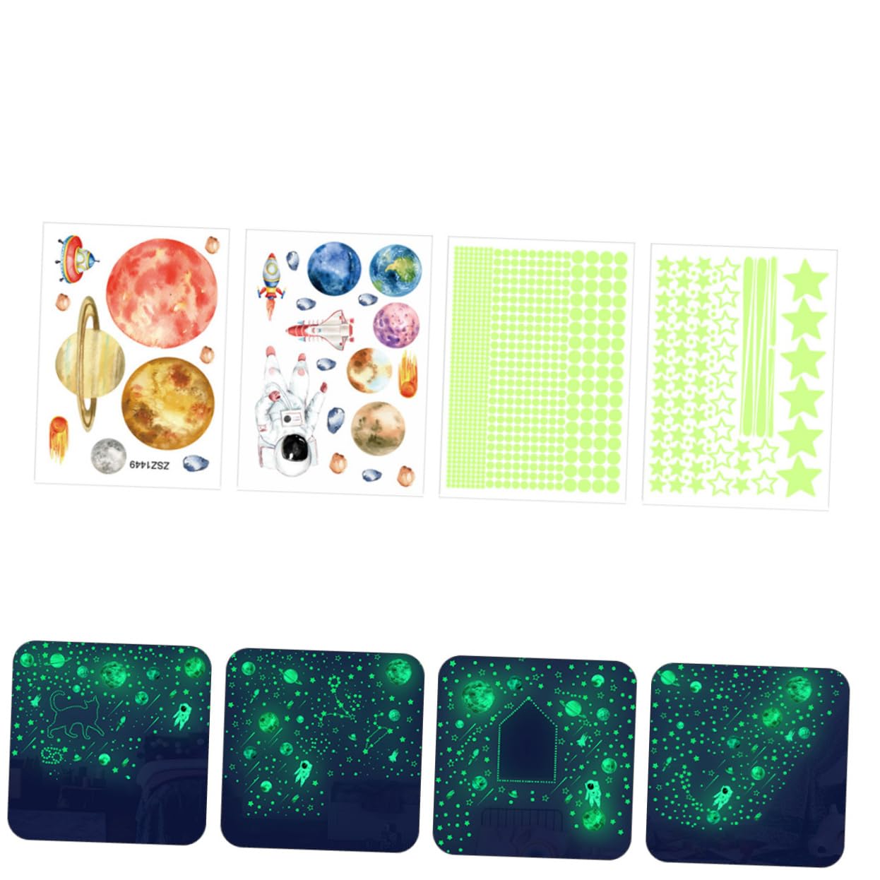 VICASKY 12hojas Pegatinas De Pared Para Decoración Infantil De Estrellas Luna y Para Habitaciones y Efecto