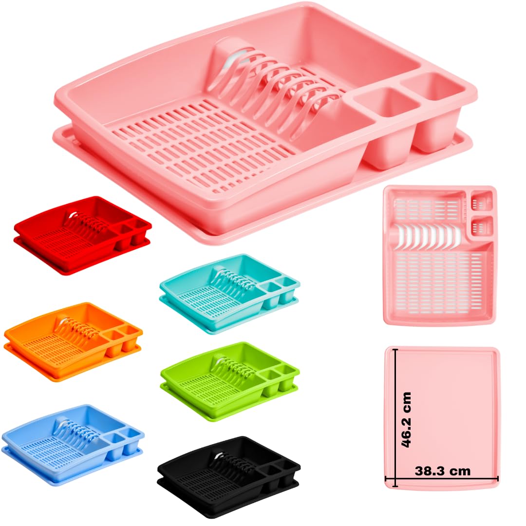 Buzztrove - Large Size Premium Dish Drainer Rack with Removable Drip Tray – Multi-Color Sink Drainer, Draining Board Rack, Dish Drying Rack for Efficient Kitchen Organization — image 1