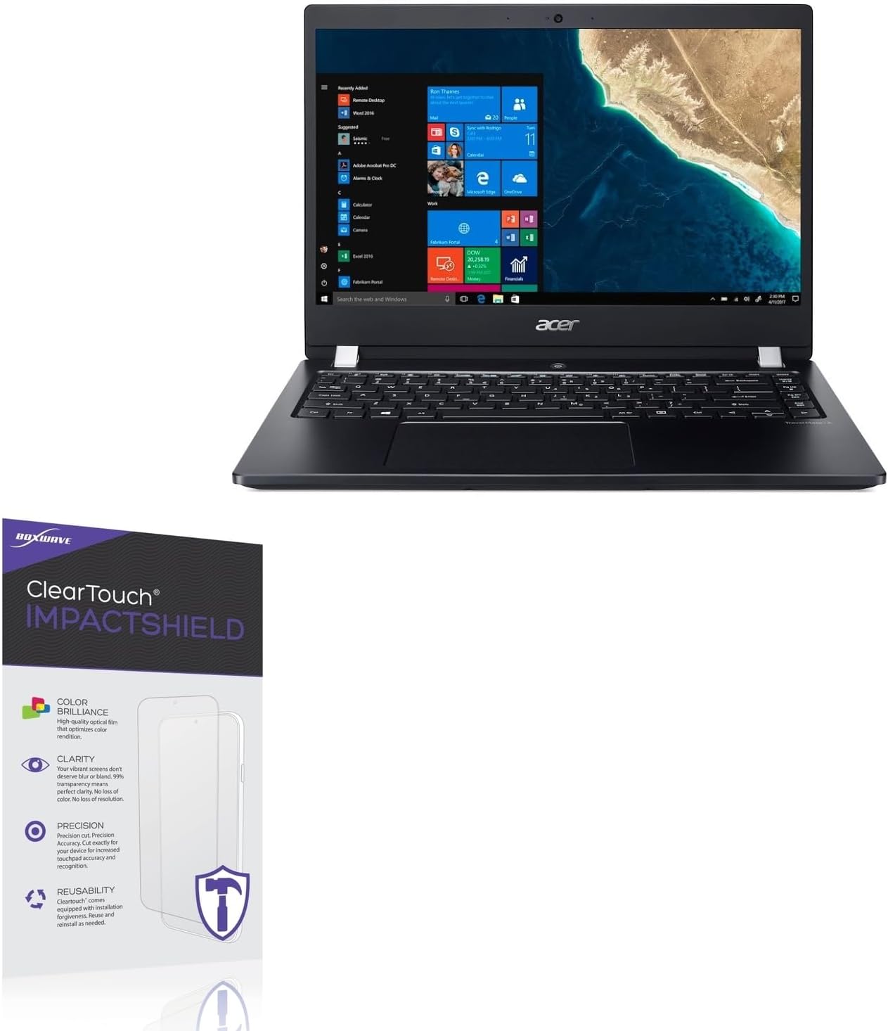 BoxWave Screen Protector Compatible With Acer TravelMate X3 (TMX3410-M) - ClearTouch ImpactShield (2-Pack), Impenetrable Screen Protector Flexible Film