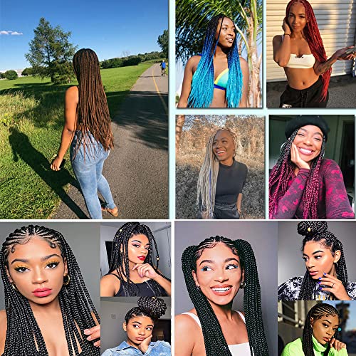Braiding Hair Pre Stretched Braiding Hair 26 Inch 8 Packs Ombre Prestretched Hair For Crochet Box Braids,Prof Essional Itch Free Synthetic Hair Extension For Black Women,Yaki Texture(26Inch, 1B/Blue) #TOP1