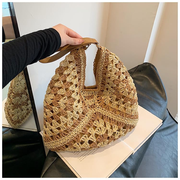 Bolso Hobo de Paja Vintage, Estilo Tejido para Verano miniatura 5