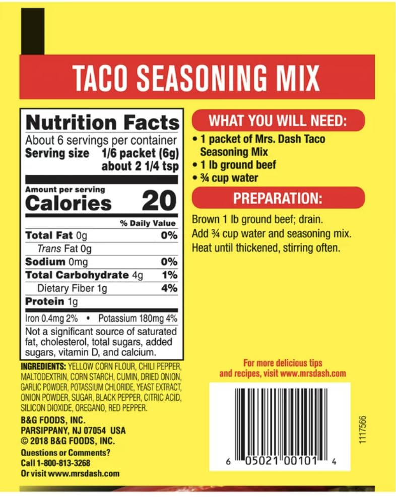 Mrs. Dash - Condimento Senza Sale, 70,9 G (confezione Da 6