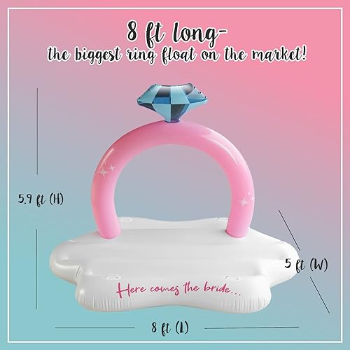 Miniatura 2 de Pop Fizz Designs Flotador de anillo gigante – Flotador de piscina de despedida de soltera – Anillo de diamante flotador de piscina para decoraciones