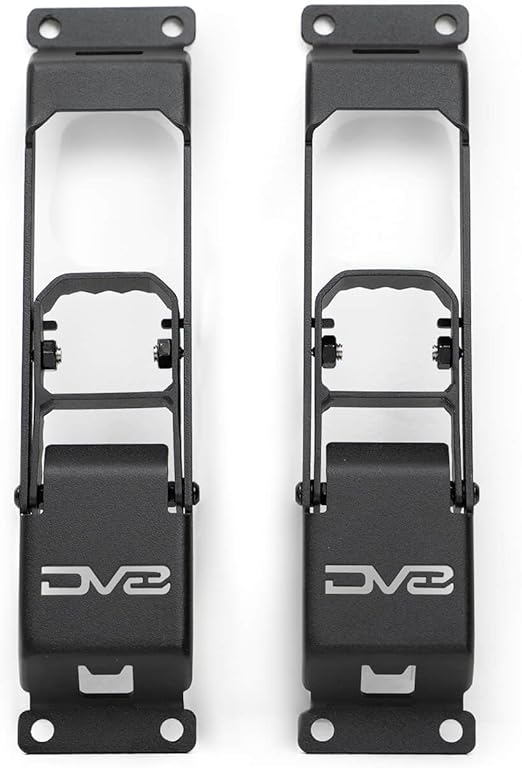 Hinge Mounted Steps for The 2007-2025 Jeep Wrangler JK/JL & 2020-2025 Jeep Gladiator JT | Pair | Quick Roof Access | Door Hinge Mounted | Anti-Slip Grip | Folding Design | DV8 Offroad