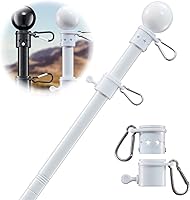 5FT Heavy Duty Stainless Steel Tangle-Free Spinning Flagpole Kit for House, Porch & Outdoor Display - Rustproof Adjustable House Flag Holder