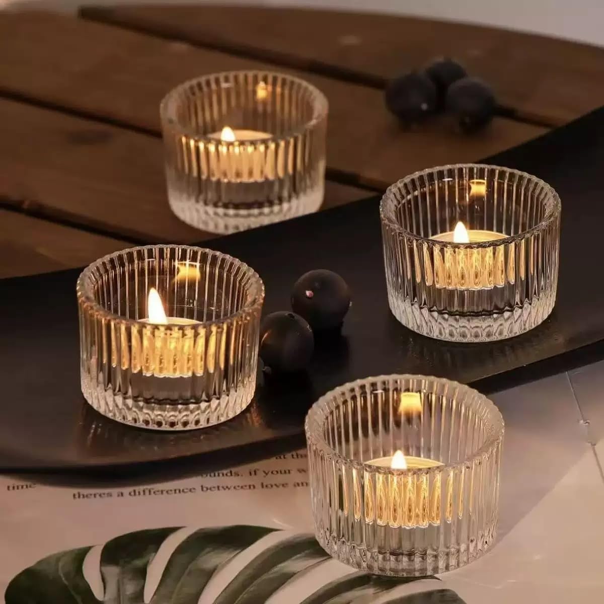 Votive Tea Light Candle Holders, Crystal Glass, 4x4 Inch, 24 Pack, Wedding Table Centerpieces, Party Decor (Clear-24pcs)