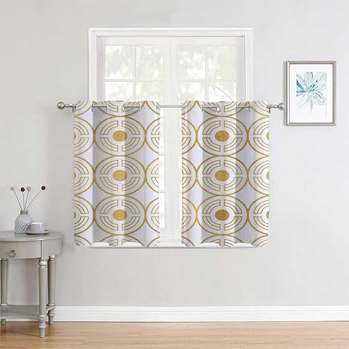 Miniatura 1 de YANFENQI Cortinas anchas con textura dorada, geometría a cuadros, para armario, sin puerta, sábana opaca de 55 pulgadas de ancho por 72 pulgadas de